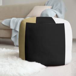 East Urban Home Upholstered Ottoman Gold/Black/White Pouffe 13"