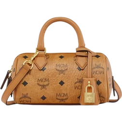 MCM Ella Boston Bag In Visetos Mini - Cognac