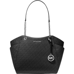 Michael Kors Jet Set Large Signature Logo Shoulder Bag - Black