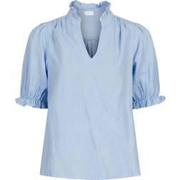 Neo Noir Odesa Linen Blouse - Light Blue