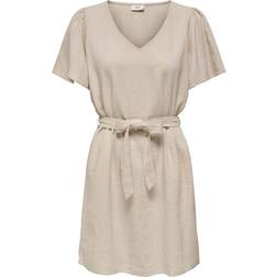 JdY Mini V-neck Dress - Grey/Oatmeal