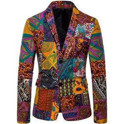 iOPQO Ethnic Printed Floral Slim Fit Blazer - Multicolour