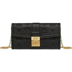 MCM Tracy Chain Wallet In Embossed Monogram - Black/Black