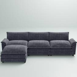 Wade Logan Arlynda 4 Blue Chenille Sofa 118.9" 4 Seater