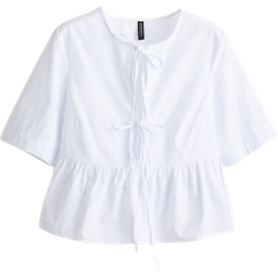 H&M Tie Front Poplin Blouse - White