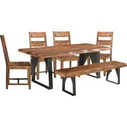 Larae Brown Dining Set 40x80" 6