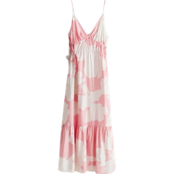 H&M Drawstring-Detail Maxi Dress - Light Pink/Floral