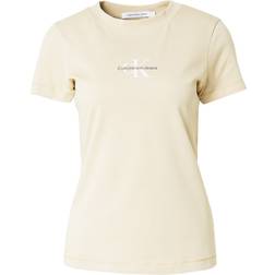 Calvin Klein Jeans Women's MONOLOGO Slim TEE J20J223563 S/S T-Shirt, Pale Khaki