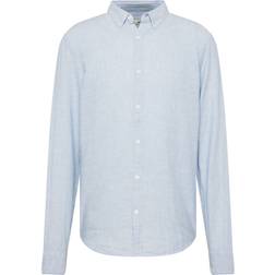 Hollister Co. Long Sleeve Linen Blend Button Through Shirt - Light Heather Blue