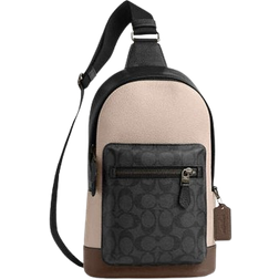 Coach West Pack In Colorblock Signature Canvas - Qb/Steam/Charcoal/Dark Stone