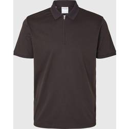 Selected Kortærmet Lynlås Polo Brun