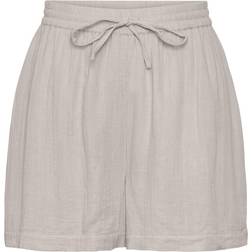 Pieces Mastina Cotton High Waisted Shorts - Silver Grey