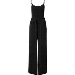 Michael Kors MK Smocked Georgette Chain Jumpsuit Black Michael Kors