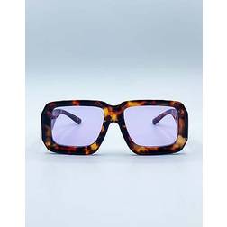 SVNX Oversized Square Frame in Brown Tortoiseshell with Purple