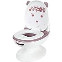 BebeConfort Minitoilette, töpfchen baby, 1–3 Jahre, 0–20 kg, lebensechtes Design mit Spritzschutz, echtes Spülgeräusch, abnehmbare Schüssel, leicht zu reinigen, Gummifuß Bär Lavendel