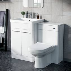 Nes Home Afern 600mm Vanity Basin Unit, WC Unit & Elso Back to Wall Toilet