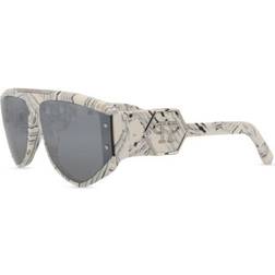 Philipp Plein Shield Sunglasses Beige/Grey