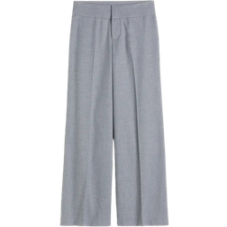 H&M Wide Tailored Trousers - Light Grey Marl