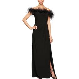 Alex Evenings Long Off the Shoulder Gown - Black