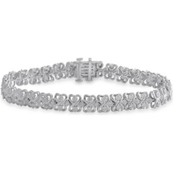 Macy's Heart Link Bracelet - Silver/Diamonds