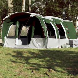 vidaXL Family Tunnel Tent 8-Person, Waterproof, Green Easy Setup & Portable Design, 430x314x178/183cm, 3 Bedrooms, 1 Door, 7 Windows