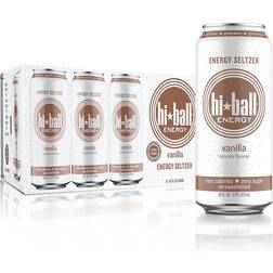 Hiball Energy Caffeinated Sparkling Water Made with Vitamin B12 and Vitamin B6, Sugar Free, Vanilla, 16 Fl Oz 8-Pack