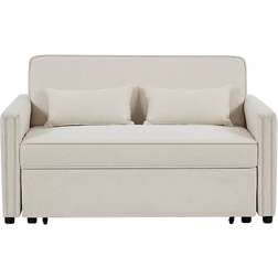 Simplie Fun Loveseat with Pull-Out Beige Sofa 54" 2 Seater