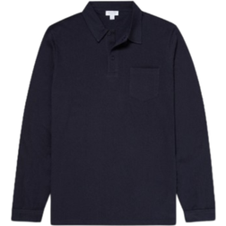 Sunspel Riviera Long Sleeve Polo Shirt - Navy