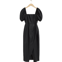 & Other Stories Fitted Puff Sleeve Dress - Black