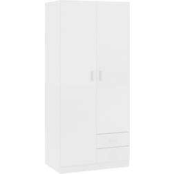 vidaXL 2 Drawers White Chipboard Garderob 80x180cm