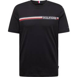 Tommy Hilfiger Men's Chest Stripe Short Sleeve Round Neck T-shirt - Black