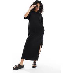 ASOS DESIGN – Svart oversize t-shirtklänning midaxilängd-Svart/a