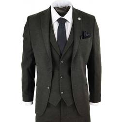 Truclothing Wool Tweed Vintage Retro Suit 3-Piece - Olive Green