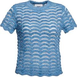 Rich & Royal Fluffy Material Mix T-shirt Pullover - Cruise Blue