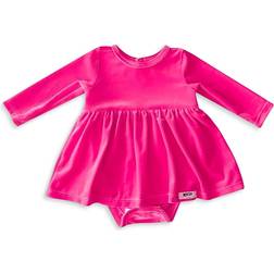 Worthy Threads Kid's Velvet Long Sleeve Bubble Romper - Hot Pink