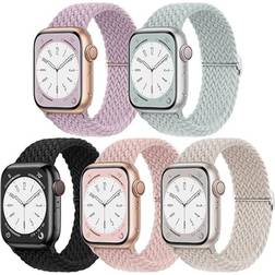 Braided Elastic Adjustable Strap for Apple Watch 38/40/41mm 5-Pack