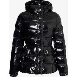 Moncler Womens Black Barante Logo-patch Slim-fit Shell-down Jacket BLACK