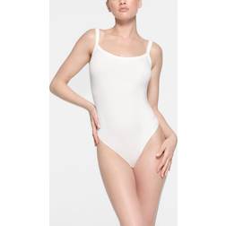 SKIMS Scoop Neck Bodysuit White Cotton Jersey Marble