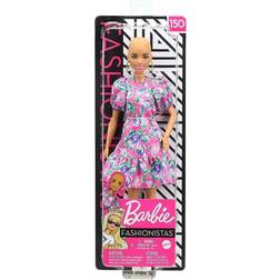 Barbie Fashionistas No Hair Look Wearing Pink Floral Dress GHW64