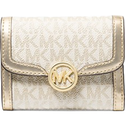 Michael Kors Leida Medium Metallic Signature Logo Wallet - Pale Gold