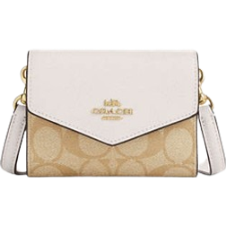 Coach Mini Envelope Wallet With Strap In Signature Canvas - Signature Canvas/Gold/Light Khaki Chalk