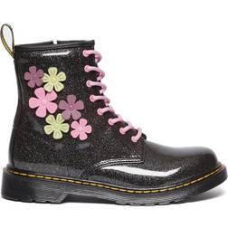 Dr. Martens Junior 1460 Glitter & Flower Applique 8-Eye Boot - Black