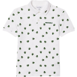 Lacoste Boy's Printed Cotton Piqué Polo Shirt - White/Green