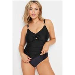 M&Co Knot Front Strap Detail Tankini Top Black