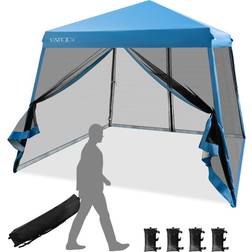 Costway Pop Up Canopy with Mesh Sidewalls and Roller 3.05x3.05 m