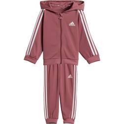 Adidas Infant Essentials Shiny Hooded Track Suit - Pink/White