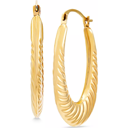 Macy's Swirled Rib Oval Hoop Earrings - Gold