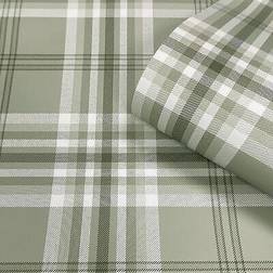 Muriva Classic tartan check wallpaper kelso fabric effect textured 165526 sage