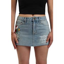 Ed Hardy LKS Skull Denim Mini Skirt - Light Wash