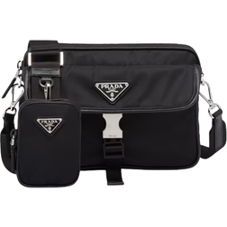 Prada Re Nylon and Saffiano Leather Shoulder Bag - Black